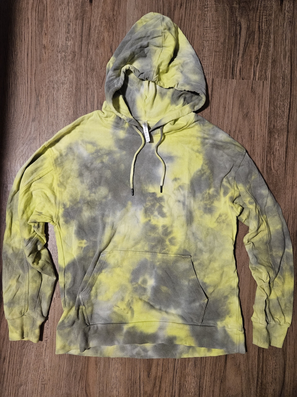 Fabletics Women's Yellow and Grey Tie-Dye Oversized Pullover Hoodie